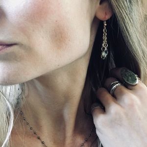 14k gold chain drop earrings w briolette crystals